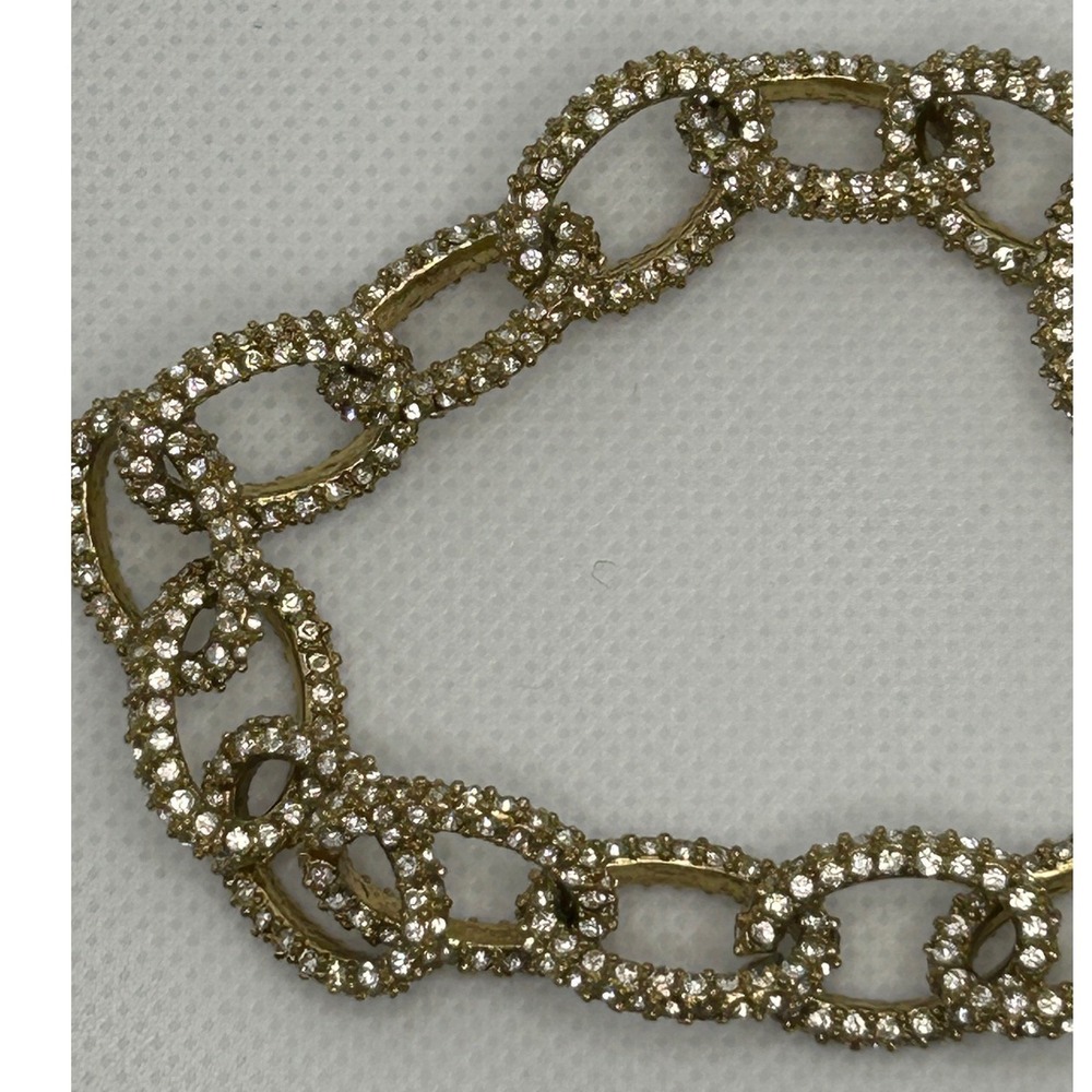 J‎ Crew Crystal Chain Link Bracelet Gold Tone Rhinestone Chunky